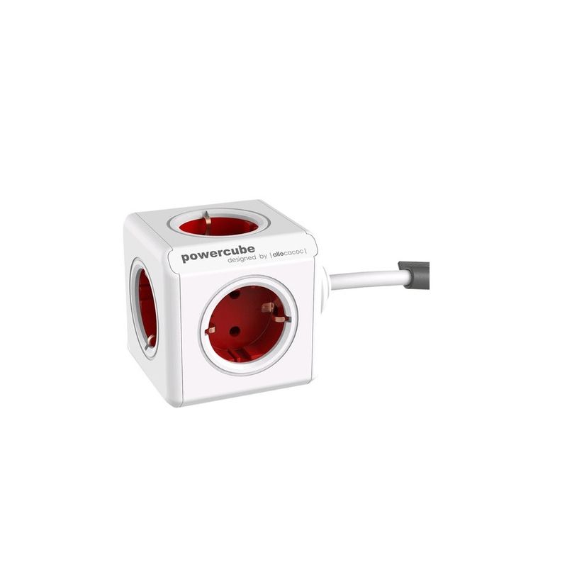 Allocacoc-1307-DEEXPC-Prelungitor-PowerCube-Extended-5-Prize-Cablu-3-m-Red.1