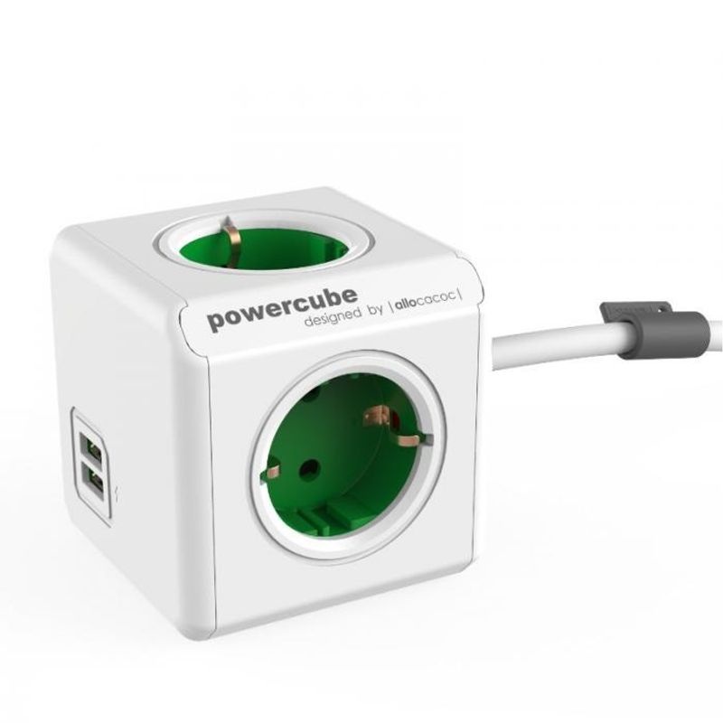 Allocacoc-1402GN-DEEUPC-Prelungitor-PowerCube-Extended-USB-DE-Green.1
