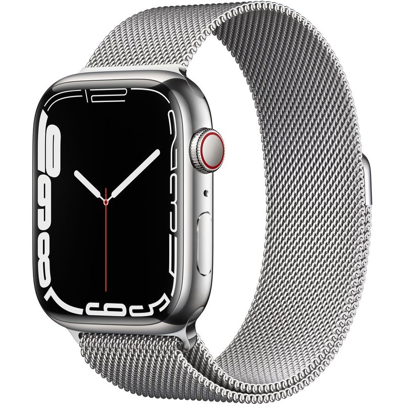 Apple-Watch-7-GPS---Cellular-45mm-Carcasa-Otel-Inoxidabil-Silver-Milanese-Loop-Silver-
