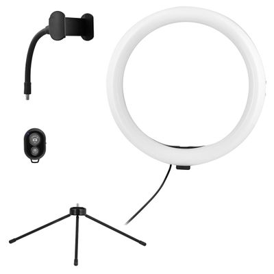 TNB Influence Kit Lampa LED Circulara 10" + Minitrepied + Suport Smartphone + Telecomanda Bluethoot