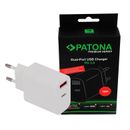 Patona Incarcator de Retea 18W PD QC 3.0 1x USB-C 1x USB-A 5V 3A pentru Apple Samsung
