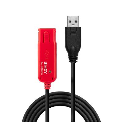 Lindy LY-42780 Active Extension Pro Cablu USB 2.0 8m Negru/Rosu