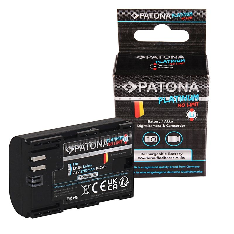Patona-Platinum-Acumulator-Replace-USB-C-Input-pentru-Canon-LP-E6-2250mAh-7.2V.1