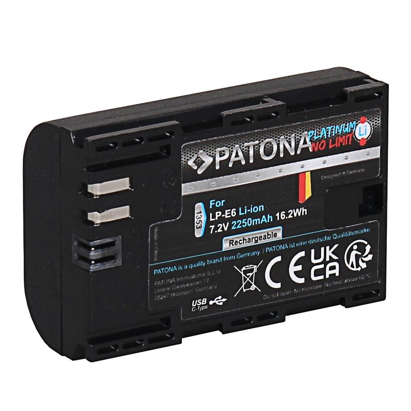 Patona-Platinum-Acumulator-Replace-USB-C-Input-pentru-Canon-LP-E6-2250mAh-7.2V.2