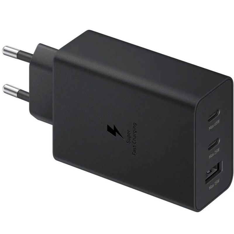 Samsung-Power-Adapter-Trio-Fast-Charge-Incarcator-Retea--65W---2-x-Type-C---USB-A--Negru
