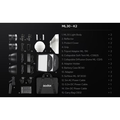 Godox Kit 2 Lampi LED ML30 si Accesorii