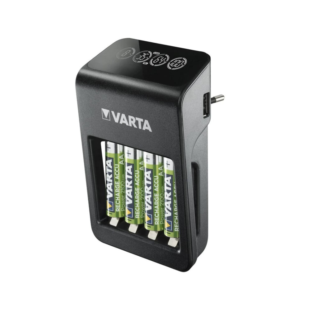 Varta 57687 LCD Plug Charger+ Incarcator + 4 Acumulatori Ni-MH AA (R6) 2100mA Inclusi 4h