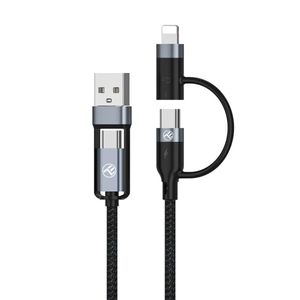 Tellur Cablu 4in1 USB/Type-C la Type-C (PD65W)/Lightning (PD20W) 1m Negru