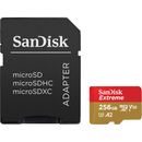 SanDisk Extreme Card de Memorie MicroSDXC 256GB A2 C10 V30 UHS-I U3 + Adaptor SD + 1 An RescuePRO Deluxe