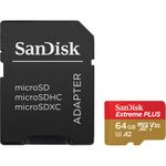 Sandisk Extreme PLUS Card de Memorie MicroSDXC 64GB A2 C10 V30 UHS-I U3 + Adaptor SD + 2 Ani RescuePRO Deluxe