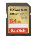 Sandisk Extreme PLUS  Card de Memorie SDXC 64GB UHS-I C10 U3 V30 + 2 Ani RescuePRO Deluxe