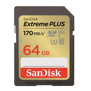 Sandisk Extreme PLUS  Card de Memorie SDXC 64GB UHS-I C10 U3 V30 + 2 Ani RescuePRO Deluxe