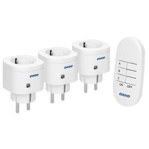 Orno OR-GB-438(GS) Set 3 Prize Wireless cu Telecomanda Mini Schuko 3000W IP20 Alb