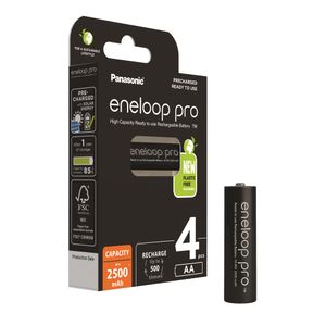 Panasonic Eneloop Pro Acumulatori NI-MH Tip R6 AA de 2500mAh Pachet 4 bucati Plastic Free