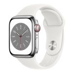 Apple-Watch-S8-Cellular-41mm-Carcasa-Stainless-Steel-Silver-cu-Sport-Band-White