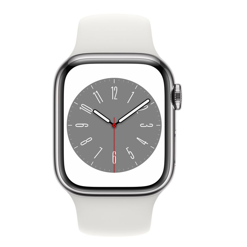 Apple-Watch-S8-Cellular-Carcasa-Otel-cu-Sport-Band-Alb.2