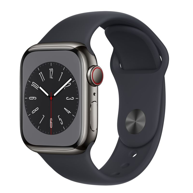 AppleWatchS8Cellular41mmCracasaStainlessSteelGraphitecuSportBandMidnight