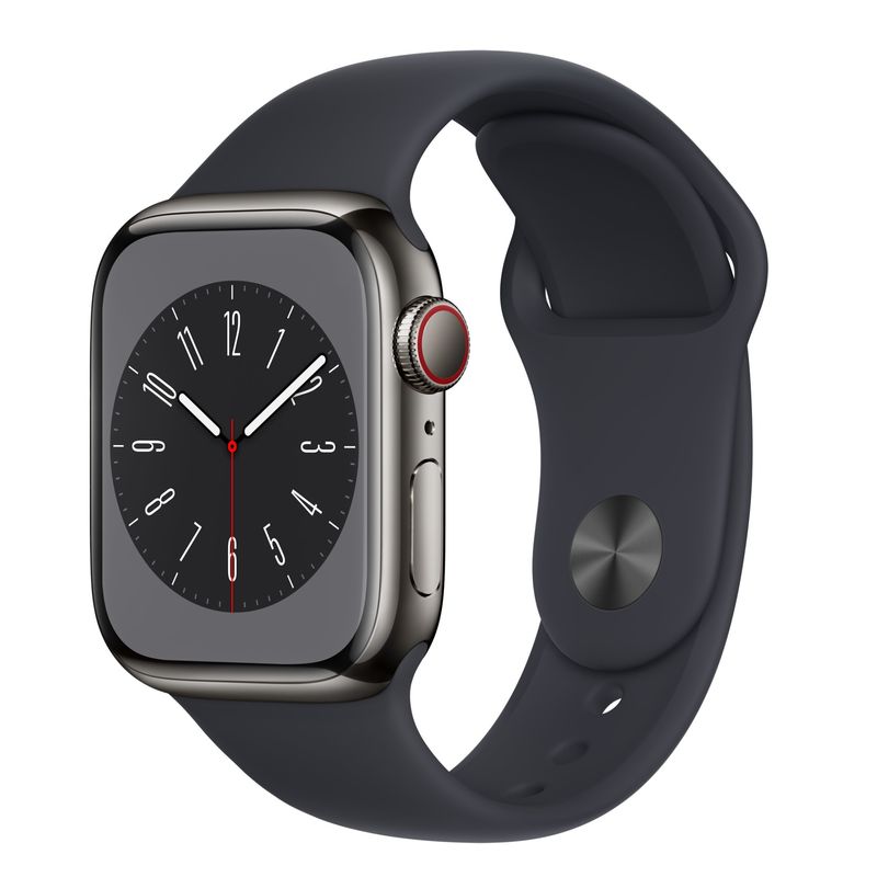 Apple-Watch-S8-Cellular-41mm-Cracasa-Stainless-Steel-Graphite-cu-Sport-Band-Midnight-