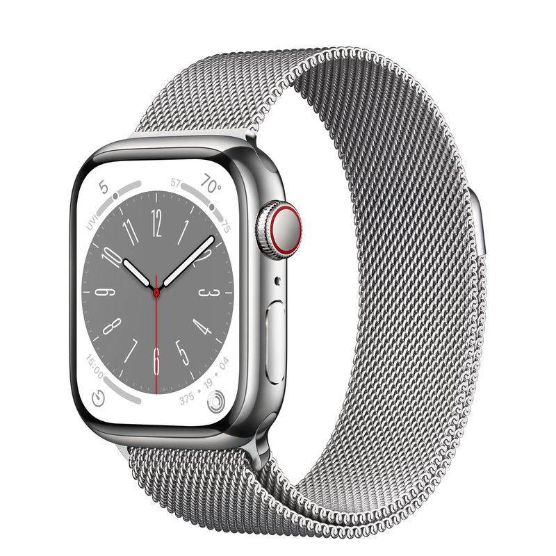 Apple-Watch-S8-Cellular-45mm-Carcasa-Stainless-Steel-Silver-cu-Milanese-Loop-Silver