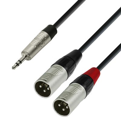 Adam Hall K4 Cablu Audio REAN 3.5mm Jack Stereo la 2x XLR Male 3m
