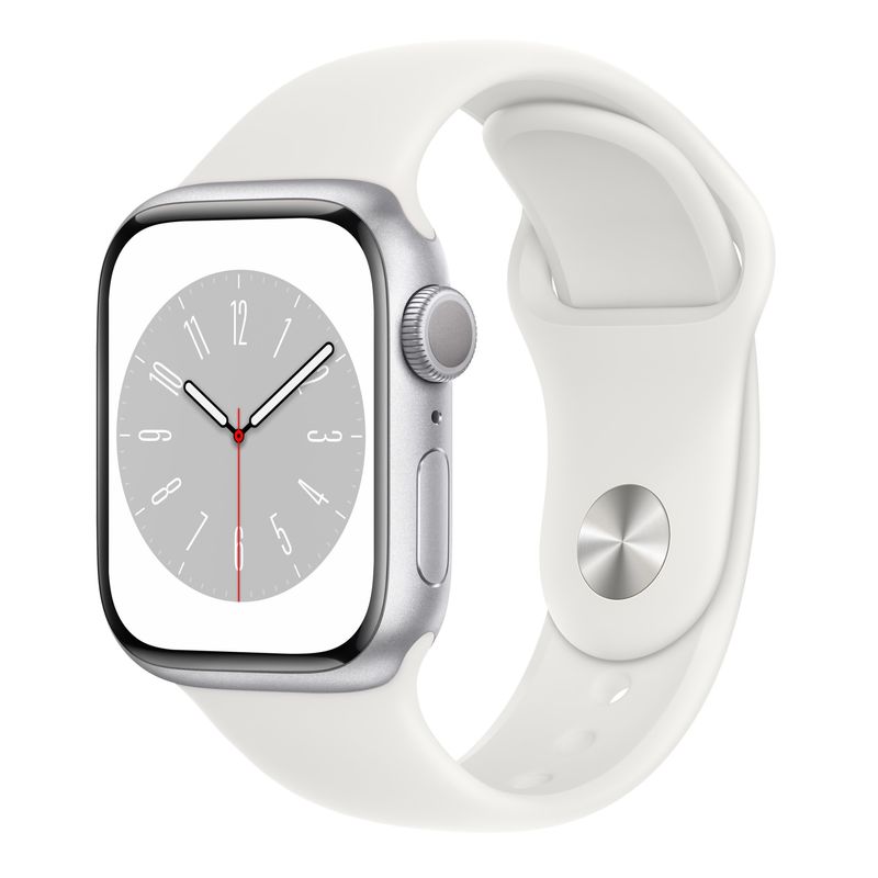 Apple-Watch-S8-GPS-45mm-Carcasa-Aluminiu-Silver-cu-Sport-Band-White