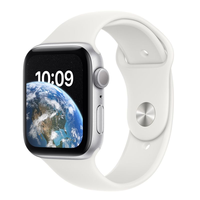 Apple-Watch-SE2-GPS-44mm-Carcasa-Aluminiu-Silver-cu-Sport-Band-White