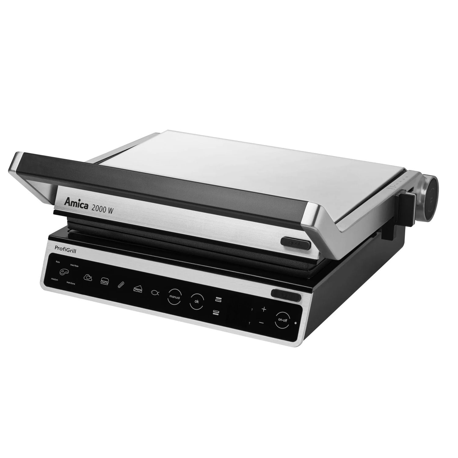 Amica GK 5011 ProfiGrill Gratar Electric 2000 W 6 Programe Automate Inox Silver