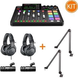 Kit Podcast Studio cu Mixer Rodecaster Pro II + 2 Microfoane AT2040 + 2 Casti ATH-M20x + 2 Brate ZMA-1
