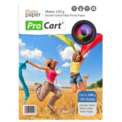 ProCart Top 100 Coli Hartie Foto Mata Printabila Fata Verso 10x15 cm  250g