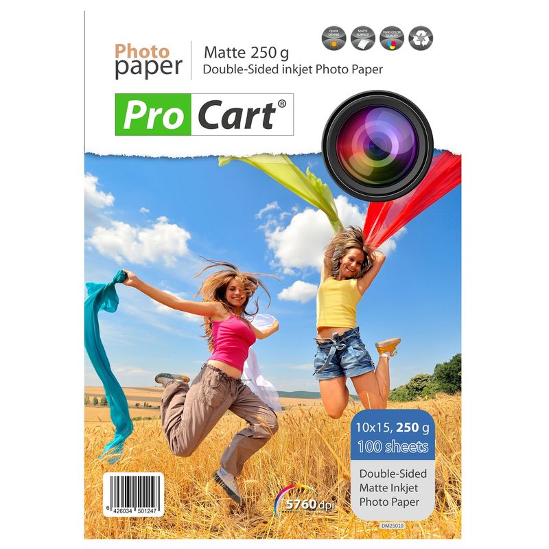 ProCartTop100ColiHartieFotoMataPrintabilaFataVerso10x15cm250g