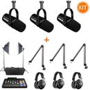 Kit Podcast 3 Persoane cu Microfoane Shure MV7 + Accesorii