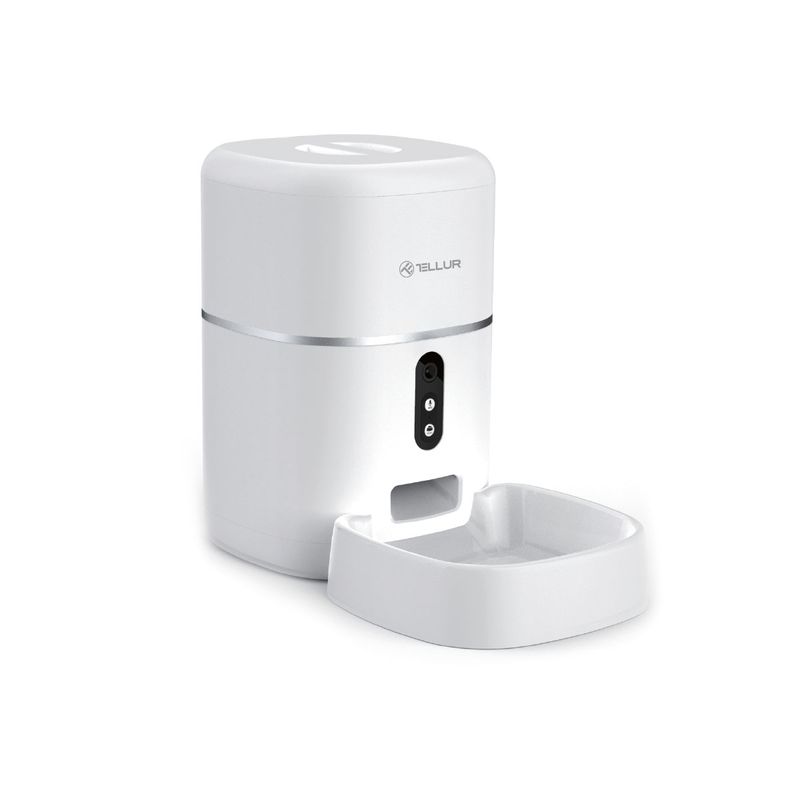 Tellur-Dispenser-Hrana-Animale-Smart-WiFi-4L-Camera-UltraHD-Alb