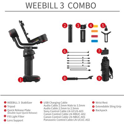 Zhiyun-Tech Weebill 3 Combo Stabilizator cu Maner Extensibil si Rucsac