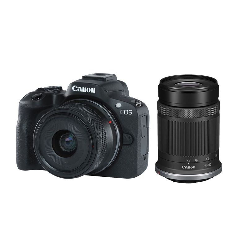 Canon-EOS-R50-Aparat-Foto-Mirrorless-Kit-cu-RF-S-18-45mm-F4.5-6.3-IS-STM-si-RF-S-55-210mm-F5-7.1-IS-STM-Negru