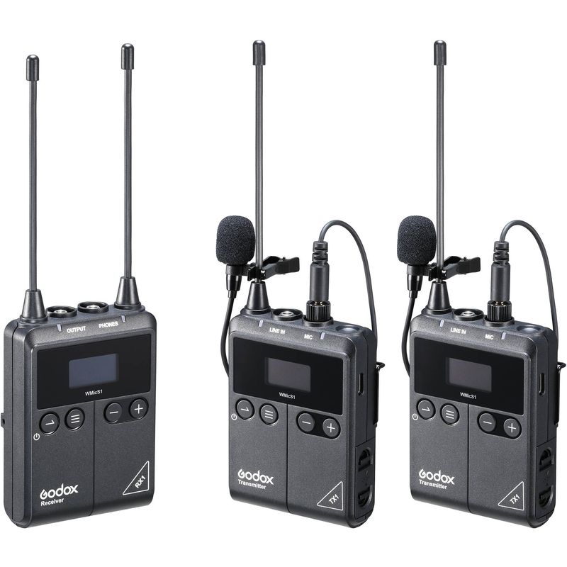 Godox-WMicS1-Kit-Sistem-Wireless-UHF-cu-2-Transmitatoare-cu-Microfoane-Lavaliera-si-1-Receptor