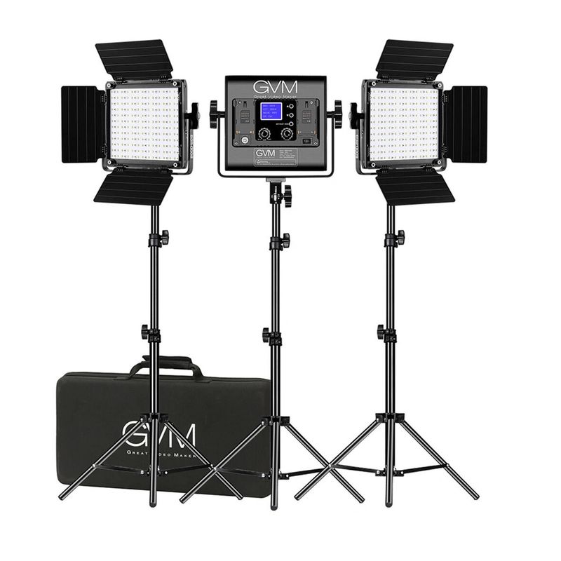 GVM-800D-RGB-II-LED-Kit-3-Lampi-Video-cu-Softbox