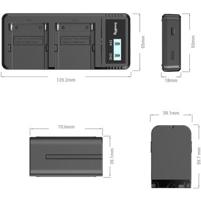 SmallRig 3823 Kit 2 Acumulatori tip Sony NP-F970 si Incarcator