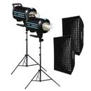 Godox QS600II High Performance Kit 2 Blituri 600W cu Softboxuri 80x120cm si Stative 4m