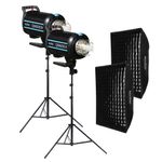 GodoxQS600IIHighPerformanceKit2Blituri600WcuSoftboxuri80x120cmsiStative4m