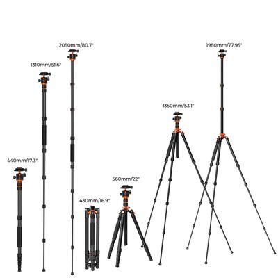 K&F Concept K255A6 Trepied Aluminiu cu Cap Bila BH-32L 198 cm