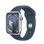 Apple-Watch-9-GPS---Cellular-45mm-Carcasa-Aluminiu-Silver-cu-Sport-Band-Storm-Blue-M-L