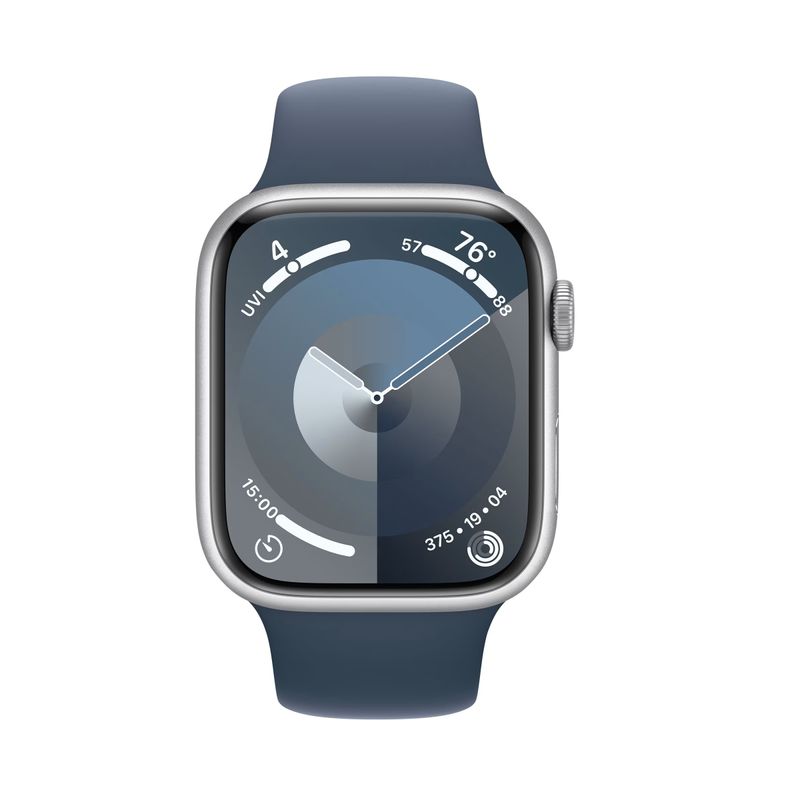 Apple-Watch-9-GPS---Cellular-45mm-Carcasa-Aluminiu-Silver-cu-Sport-Band-Storm-Blue-ML.3