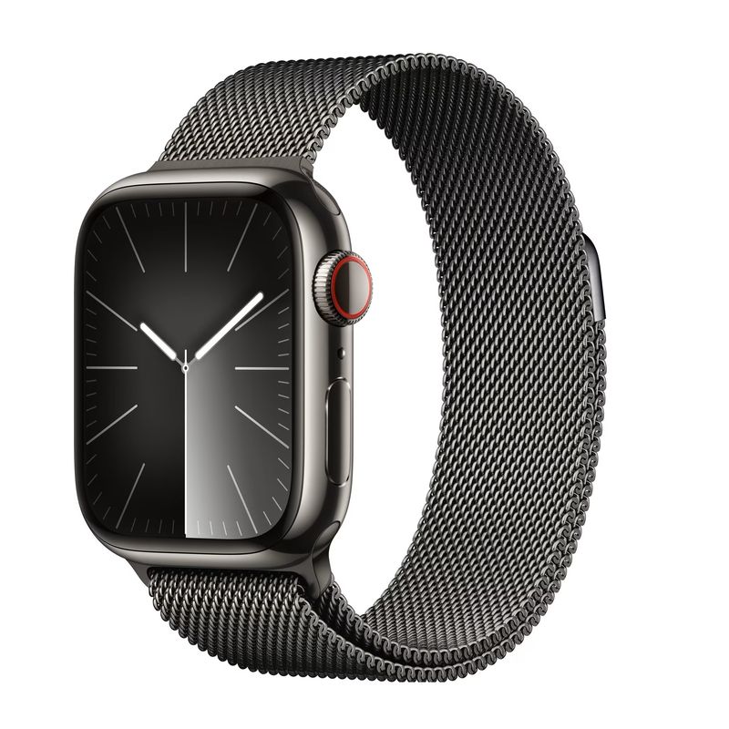 Apple-Watch-9-GPS---Cellular-41mm-Carcasa-Otel-Inoxidabil-Graphite-cu-Milanese-Loop-Graphite-