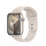 Apple-Watch-9-GPS-45mm-Carcasa-Aluminiu-Starlight-cu-Sport-Band-Starlight-M-L