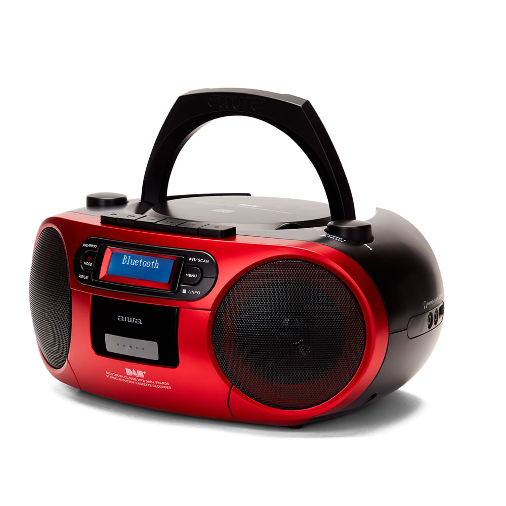 Aiwa BBTC-660DAB/BK Draagbare cassetteradio met CD, Bluetooth en USB, cassetterecorder, RDS, FM PLL, Dab , afstandsbediening, kleur: zwart