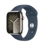 AppleWatch9GPSCellular45mmCarcasaOtelInoxidabilSilvercuSportBandStormBlueSM
