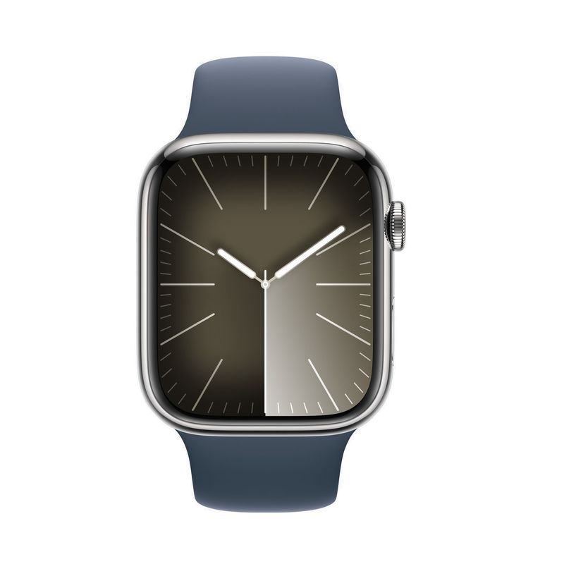 AppleWatch9GPSCellular45mmCarcasaOtelInoxidabilSilvercuSportBandStormBlueSM