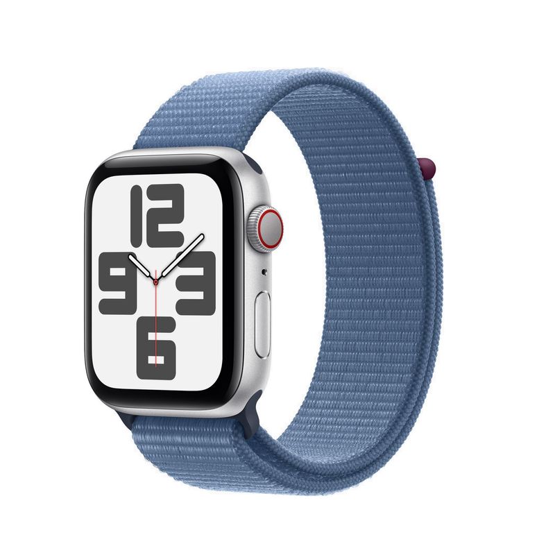 Apple-Watch-SE2-v2-GPS---Cellular-44mm-Carcasa-Aluminiu-Silver-cu-Sport-Loop-Winter-Blue