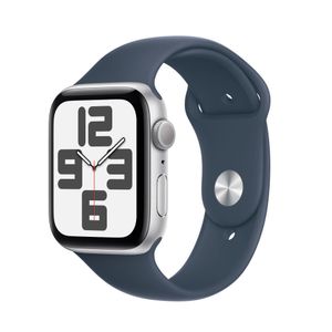 Apple Watch SE2 v2 GPS 44mm Carcasa Aluminiu Silver cu Sport Band Storm Blue S/M