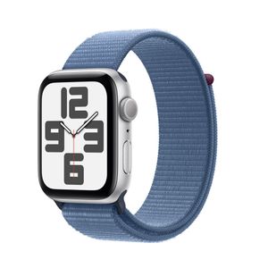 Apple Watch SE2 v2 GPS 44mm Carcasa Aluminiu Silver cu Sport Loop Winter Blue